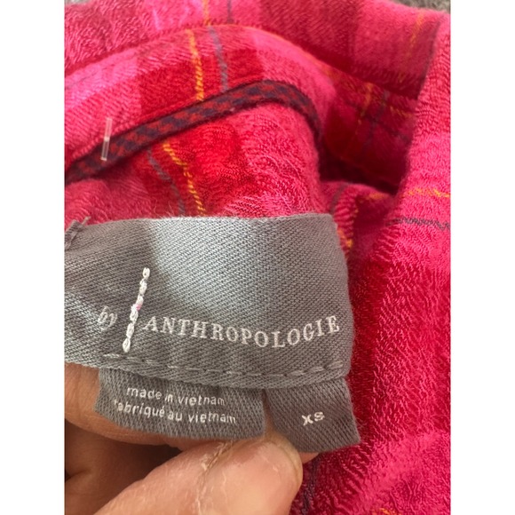 Anthropologie Isadora Women's Plaid popover Oversized Button Down Top Sz XS - Picture 11 of 14